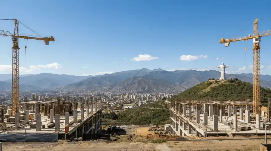 Obra de Torre Construcciones con vista al valle de Cochabamba y el Cristo de la Concordia