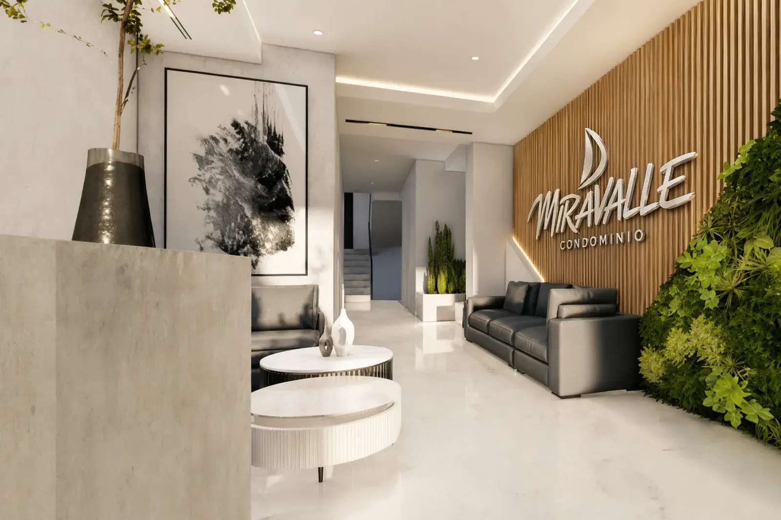 Lobby de acceso de Miravalle Condominio