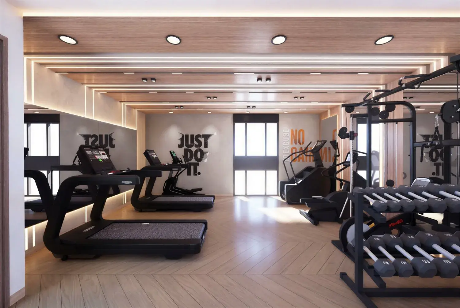 Gimnasio equipado del condominio