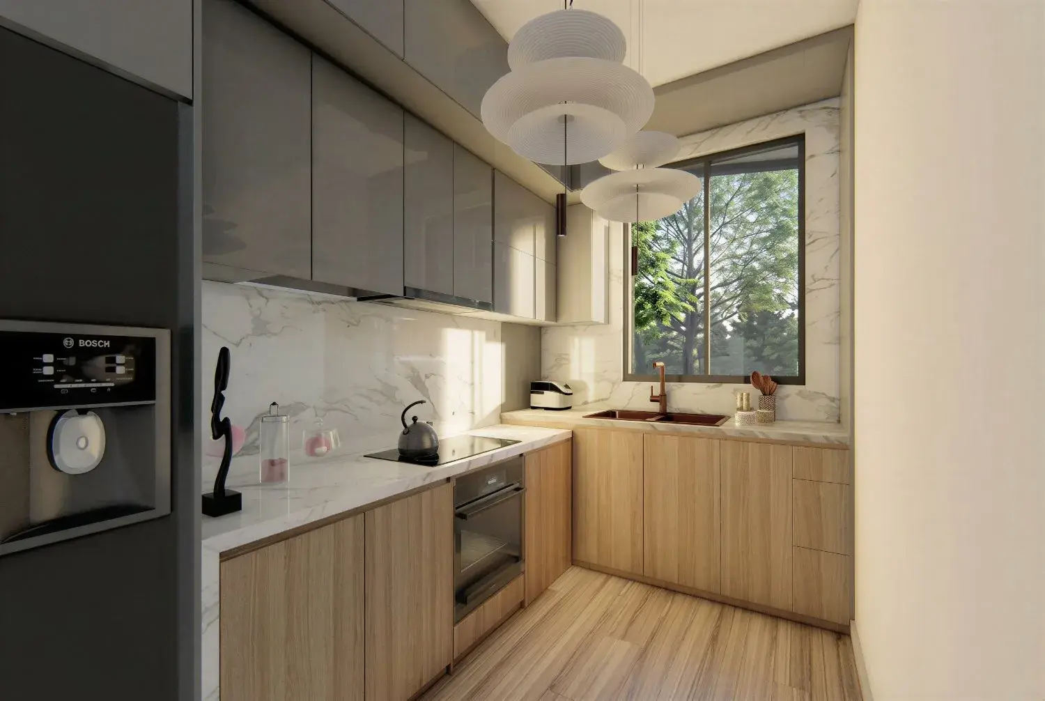 Cocina con mesones de granito