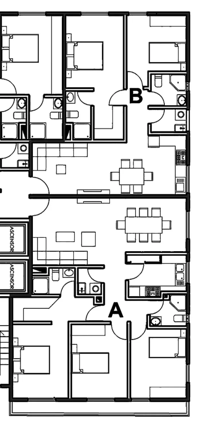 Planta tipo: unidades A y B